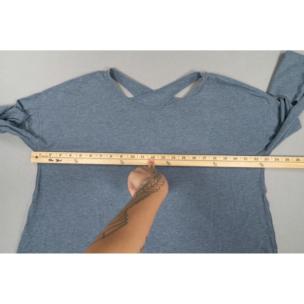 Lululemon Back Into It Long Sleeve Shirt Heathered Blue Relaxed Fit Top - Picture 6 of 8